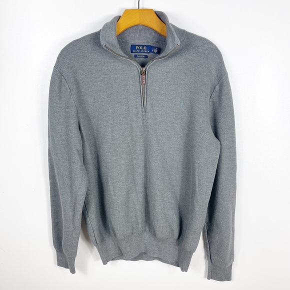 Polo Ralph Lauren Other - Polo Ralph Lauren Gray Pima Cotton Half Zip Knit Sweater